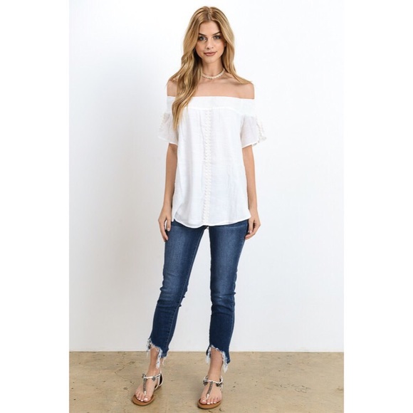 >BUY2/1FREE< Flutter On Off-the-Shoulder - White - Picture 4 of 6