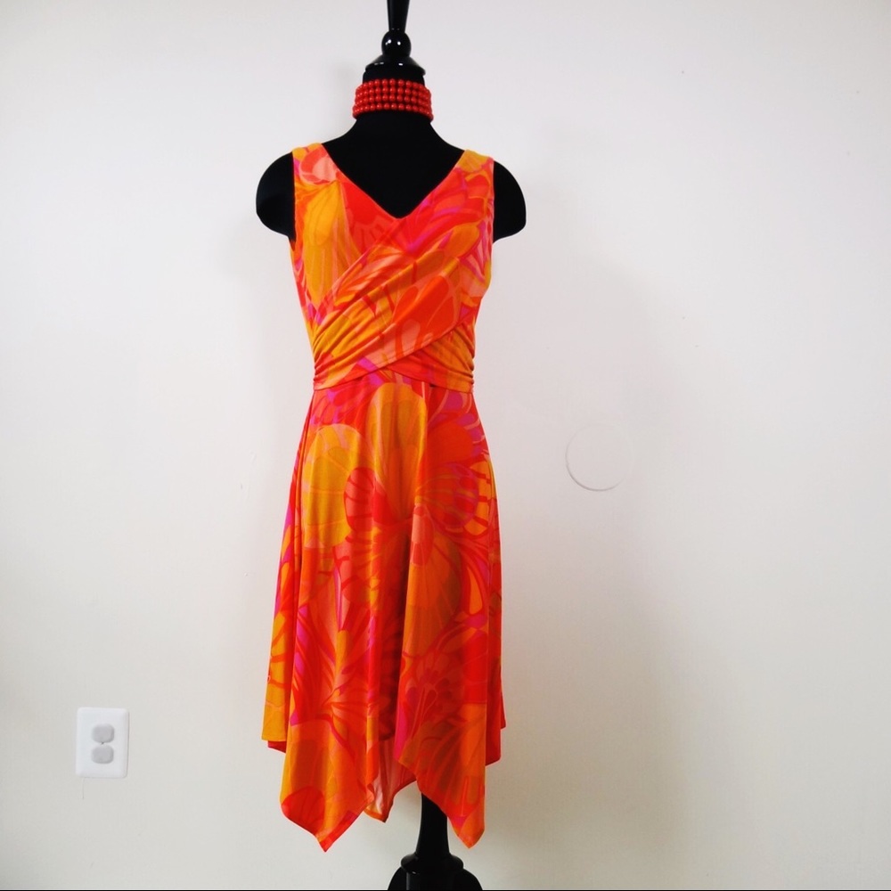 Maggy London wrap cross over handkerchief dress 8