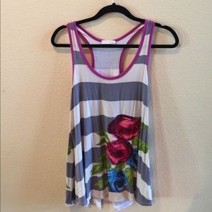 STRIPE AND FLOWER Very Soft Tank Top in Large
