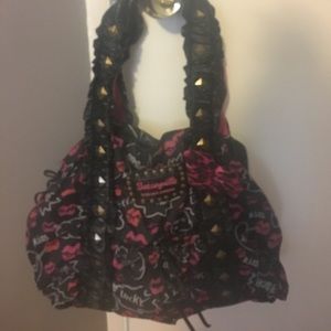 Betsey Johnson Black With Pink trim/designs Tote
