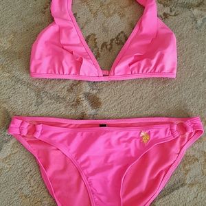 Polo 2 piece hot pink bathing suit