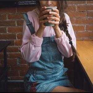 Embroidered Overall Mini Dress via Forever 21