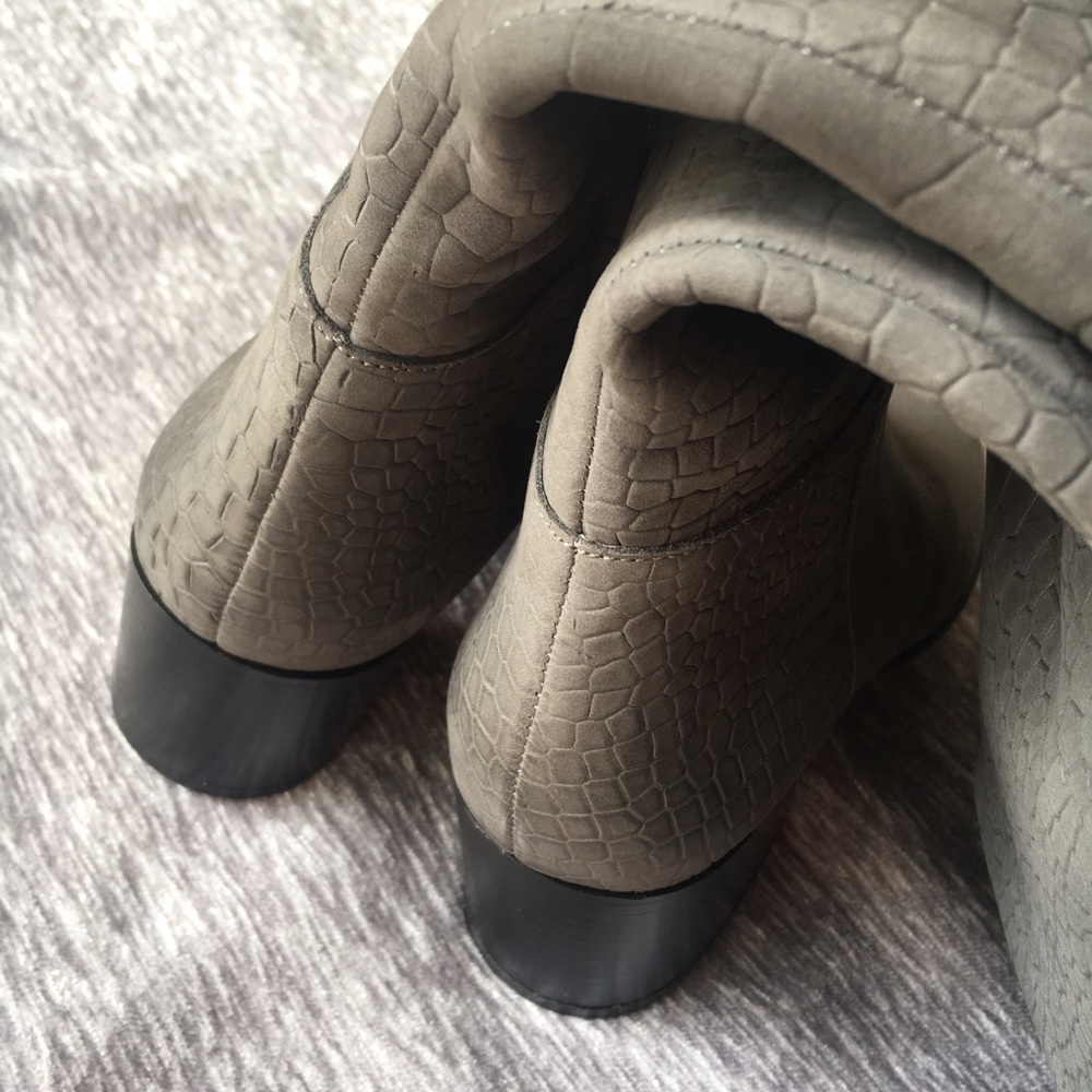 Sam Edelman Suede Riding Tall Grey Boots Crocodile - Picture 6 of 8