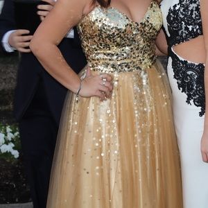 Champagne gold prom dress