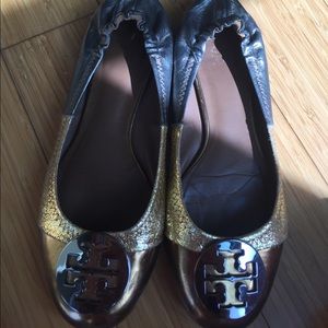 Torey Burch flats gold and metallic size 8.5