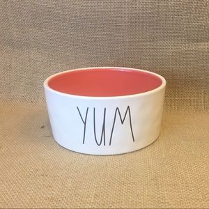 Rae Dunn Dog Bowl with coral inside