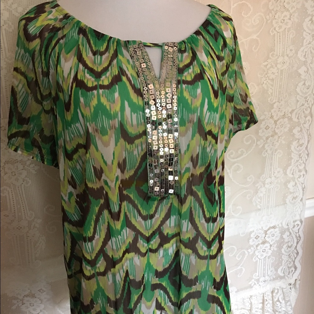✨Sale✨Green tie-die mesh shirt