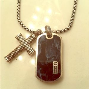 David Yurman Men's Chain with Tag & Cross Pendant