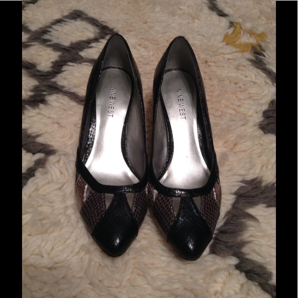 Nine West Snake Print Kitten Heels