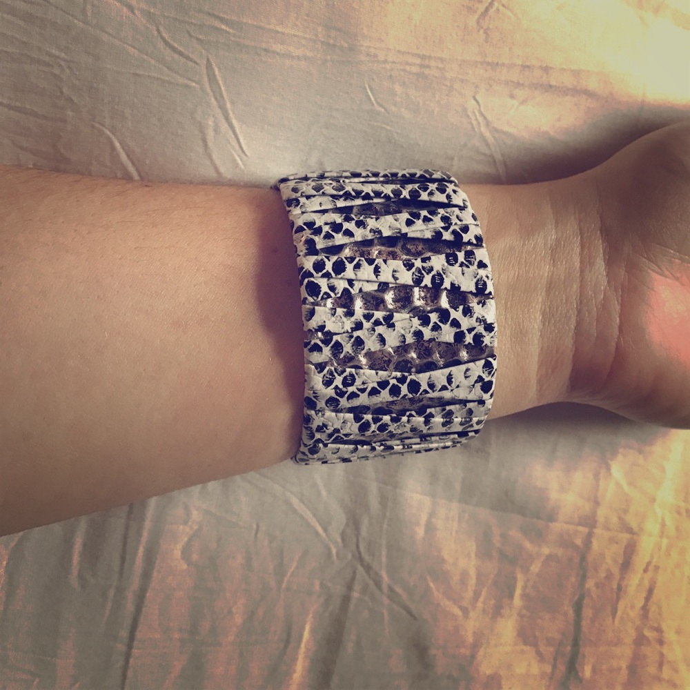 Silver & snakeskin cuff