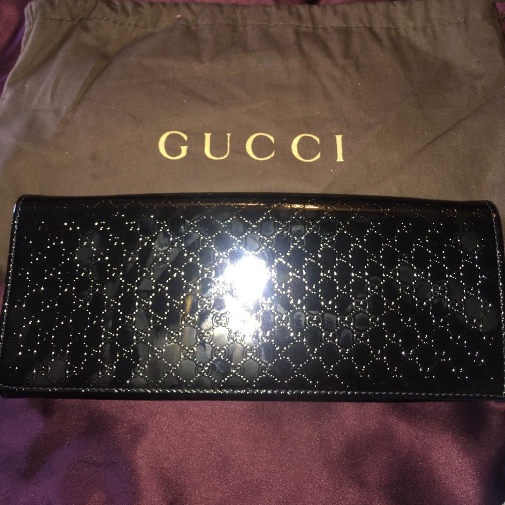 Gucci black patent clutch