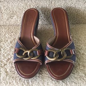Cole Haan leather and denim wedges