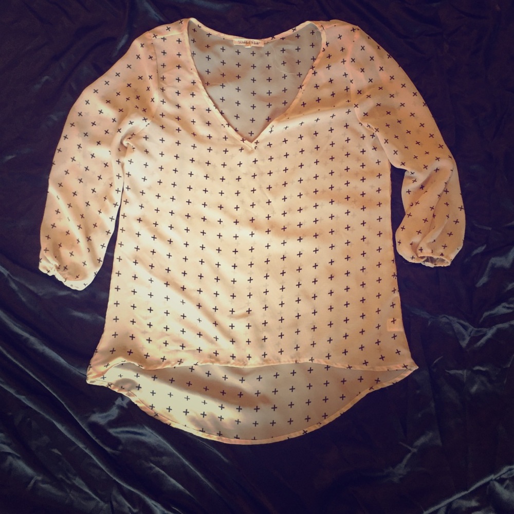 3/4 sleeve sheer cross top