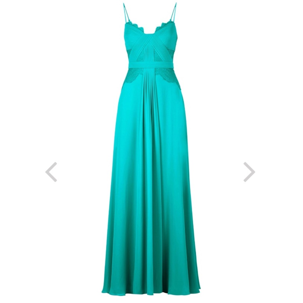 Brand New Lace-Trim Pleated Gown