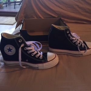 Black converse wedge sneakers size 7