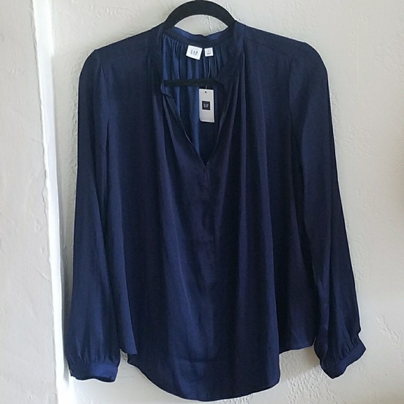 70 gap tops gap navy silky split front blouse from 70 gap tops gap navy silky split front blouse from