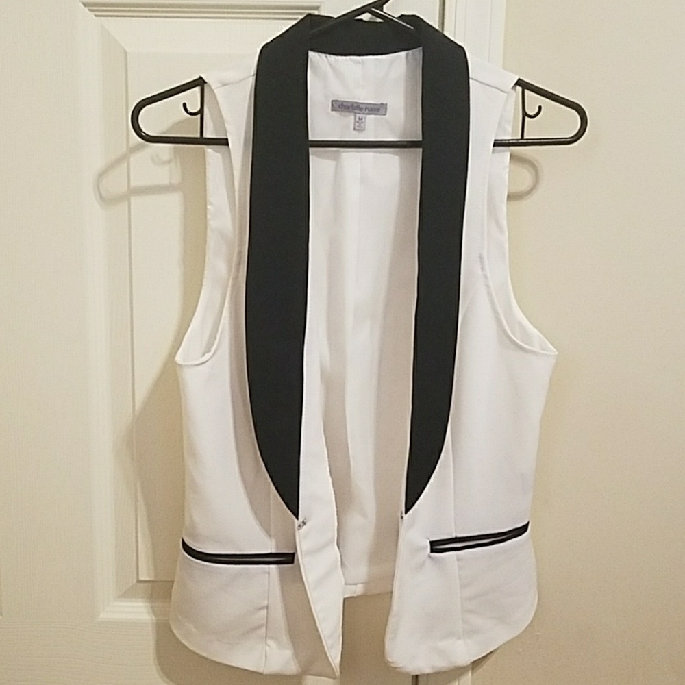 White and black dressy vest