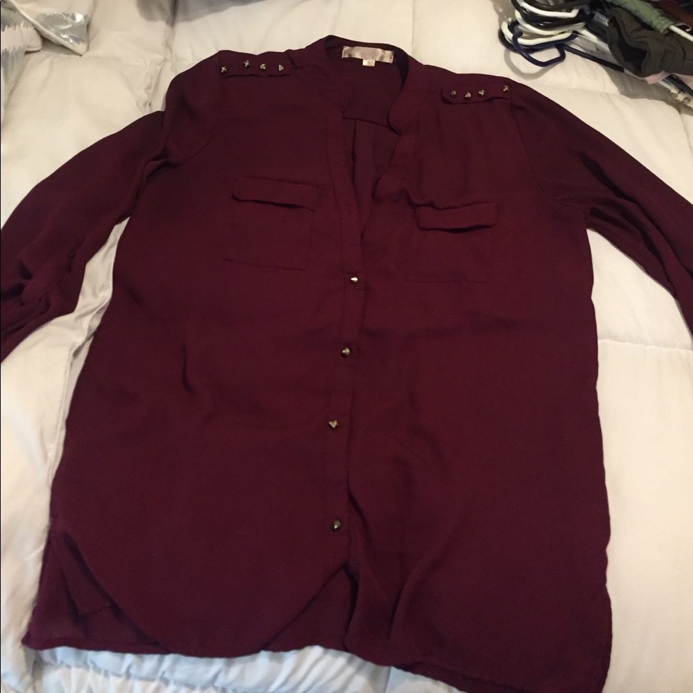 Maroon sheer button up