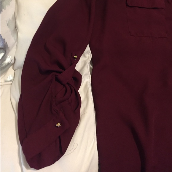 Maroon sheer button up - Picture 4 of 4