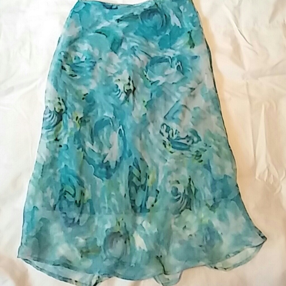 G.A.S. Co girl's silky blue swirl skirt with liner