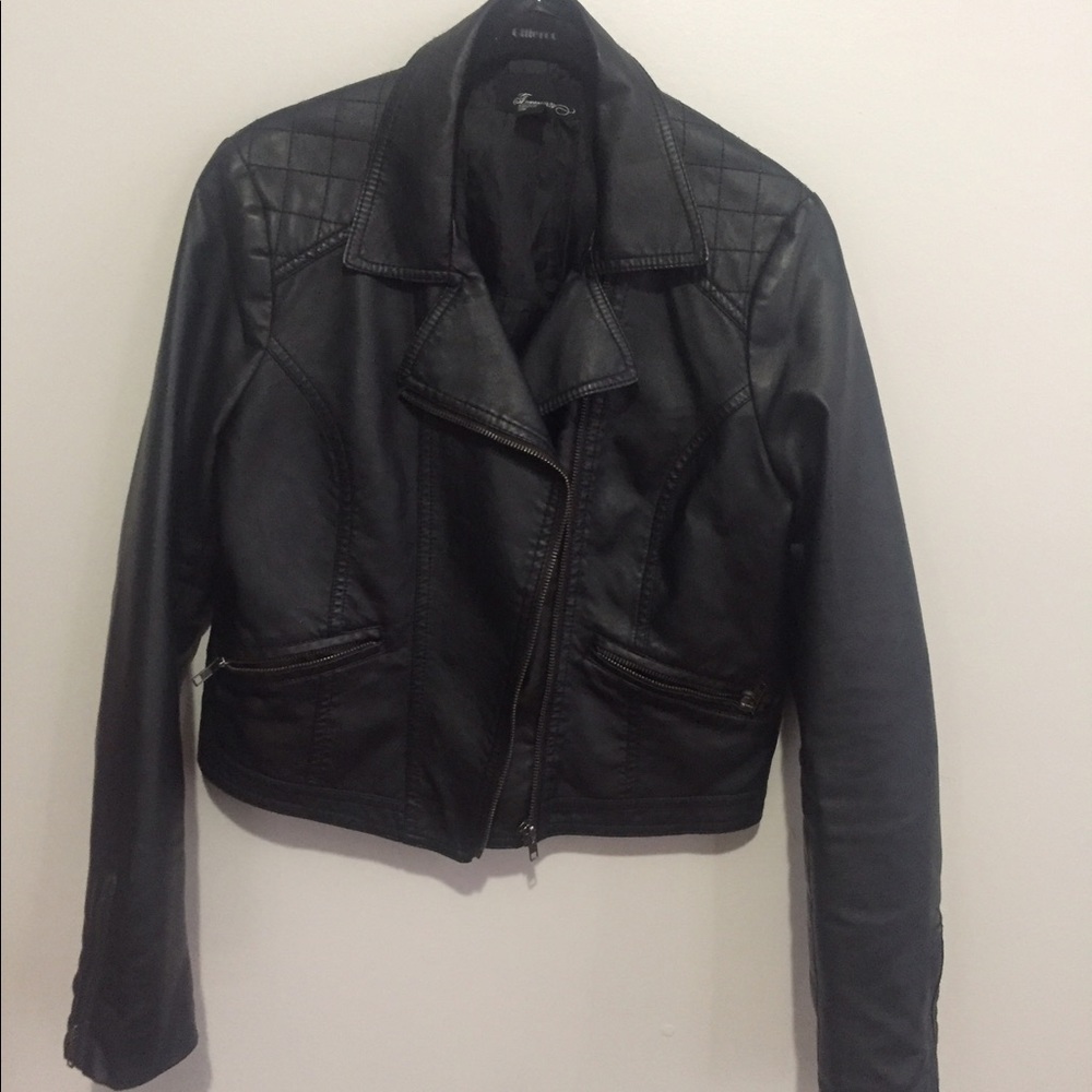 Moto style vegan leather  jacket