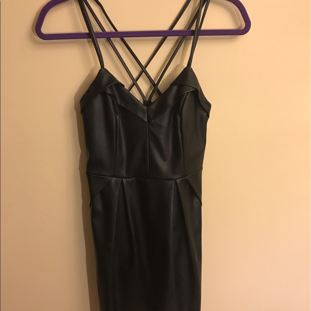 black leather dress