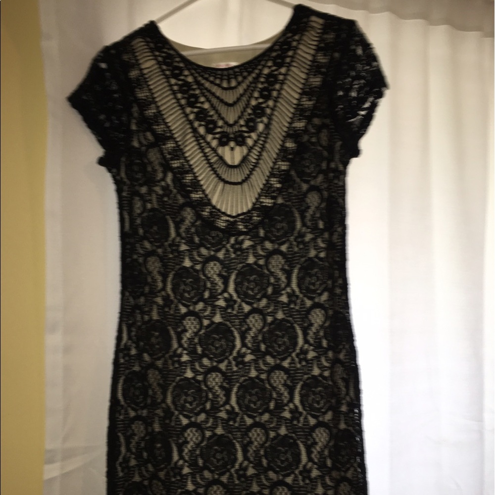 Black lace overlay dress