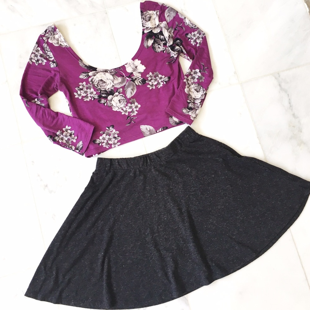 purple floral crop top