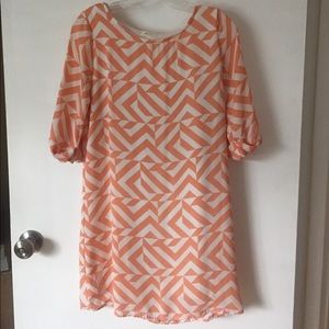 Everly coral chevron shift dress