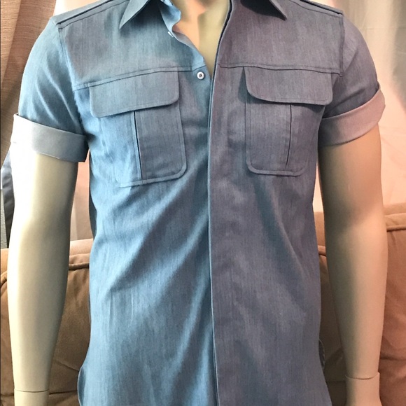 Neil Barrett blue short sleeve button down - Picture 2 of 4