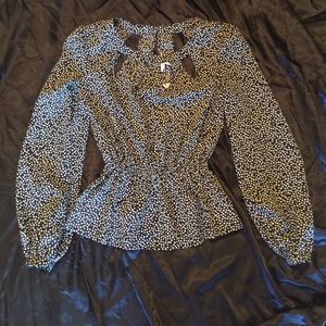 Long sleeve, dressy blouse.