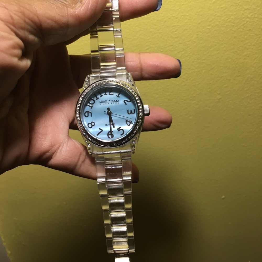 Joan rivers clear band watch blue face