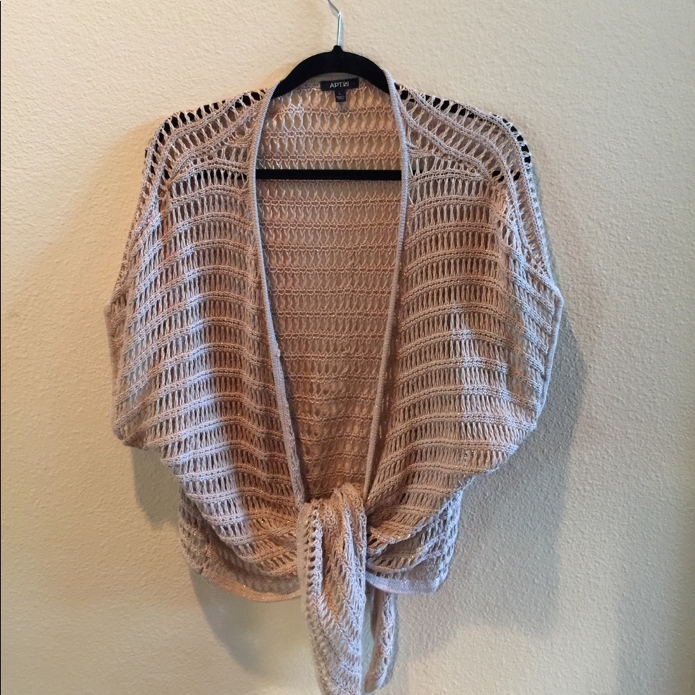 Metallic Gold Thread Tan Cardi by Apt 9 Size LG