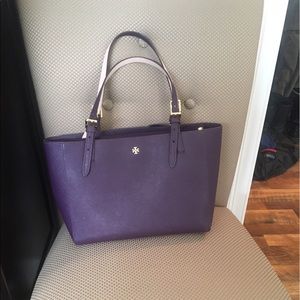 Tory Burch Saffiano Leather Buckle Tote
