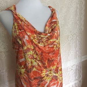 Orange tank with scoop neck