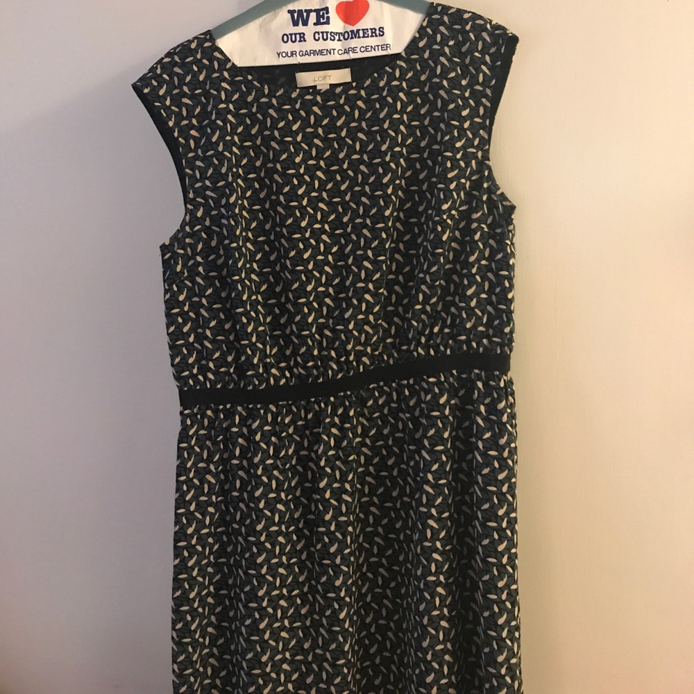Sleeveless dark green dress from Loft.
