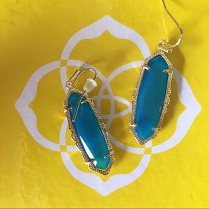 Kendra Scott skinny oval teal earrings
