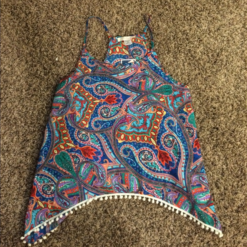 Colorful razorback tank with open back