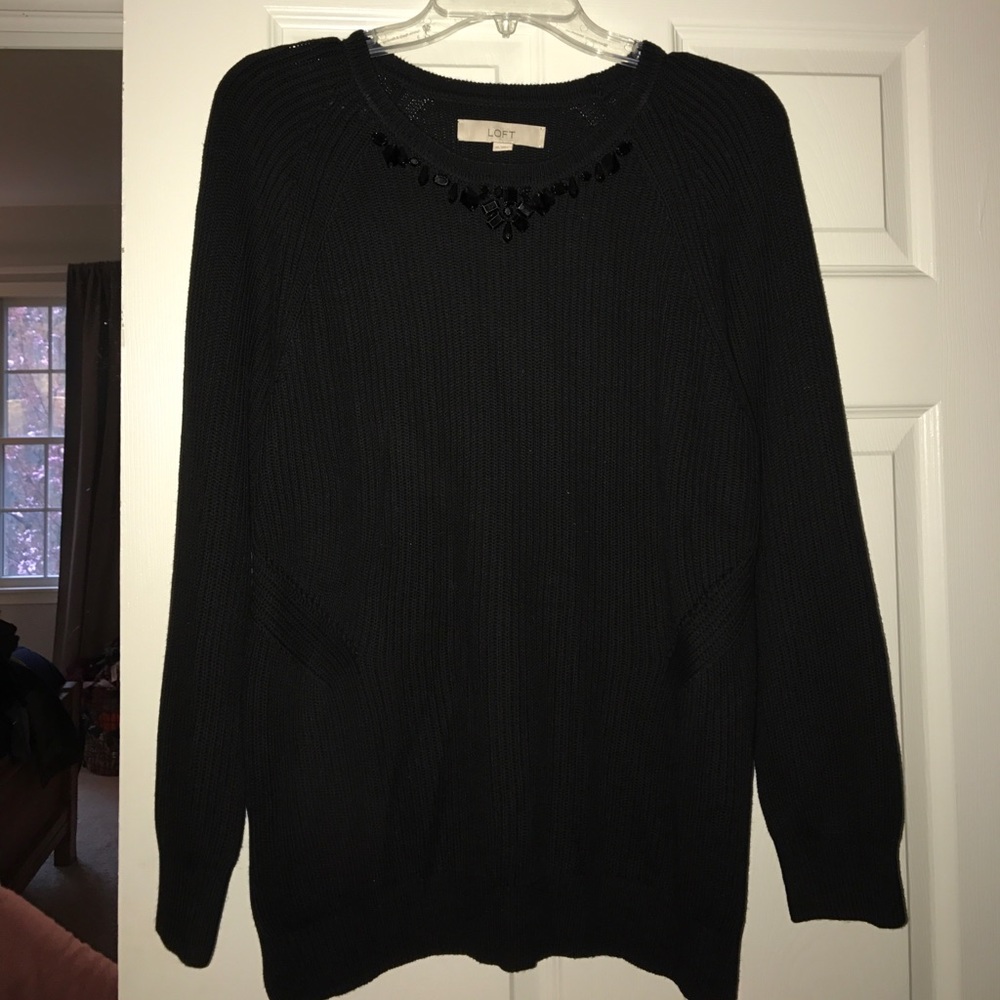 Beaded neck LOFT sweater