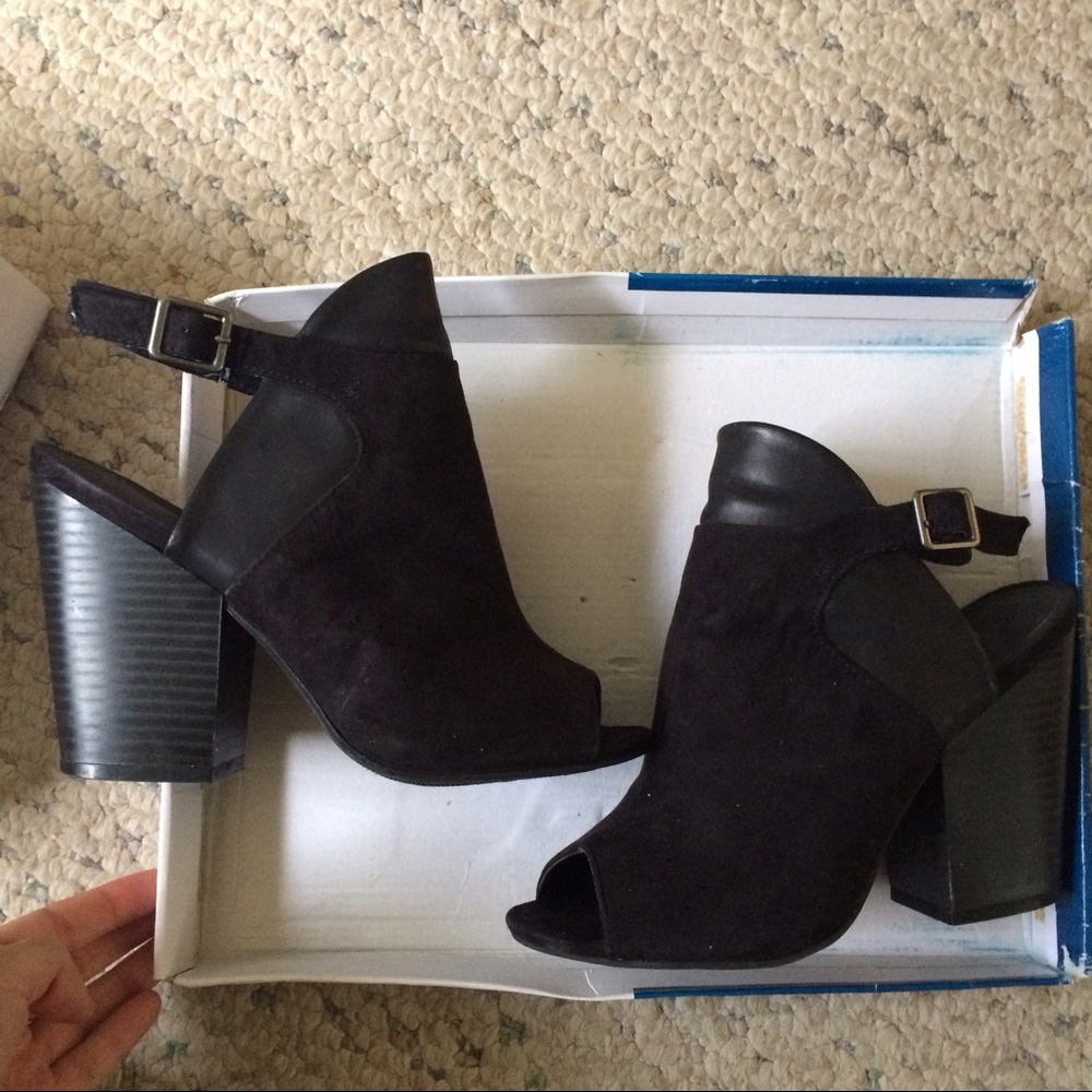 Black cut out booties