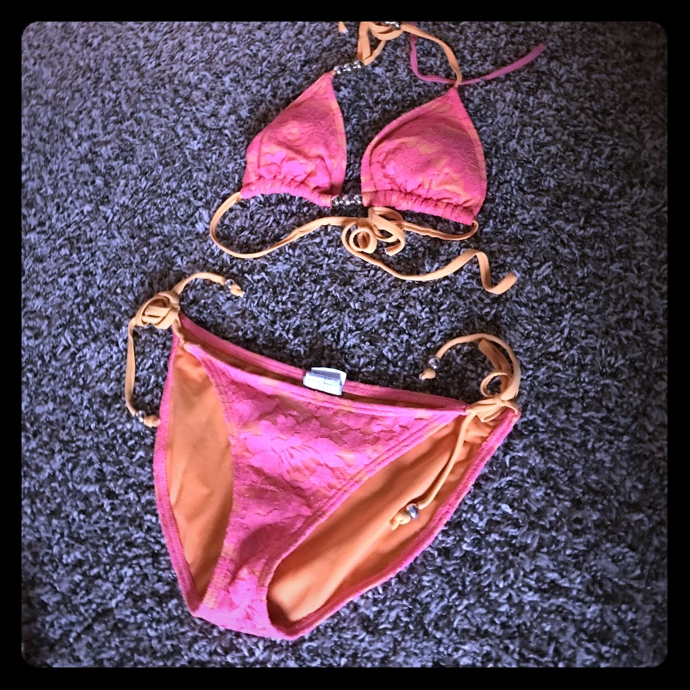 Lace design bathing suit