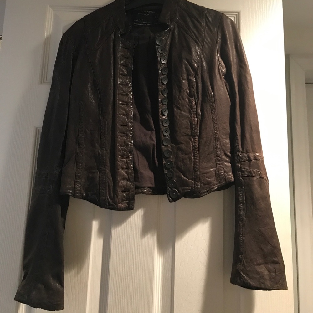 All Saints brown leather jacket