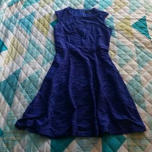 Chetta B Wave-Knit Fit-And-Flair Navy Dress