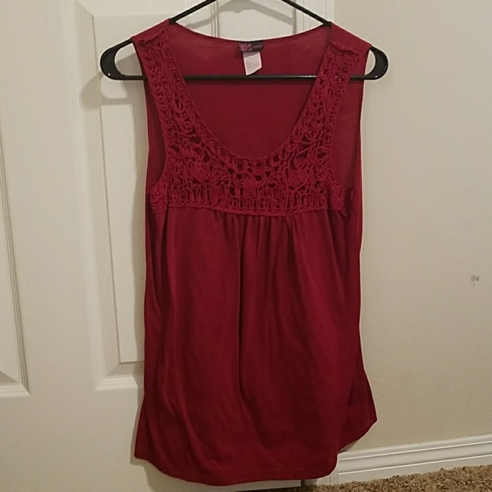 Red knit top blouse