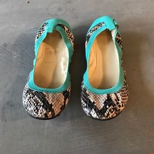 Snake Print and Turquoise Flats