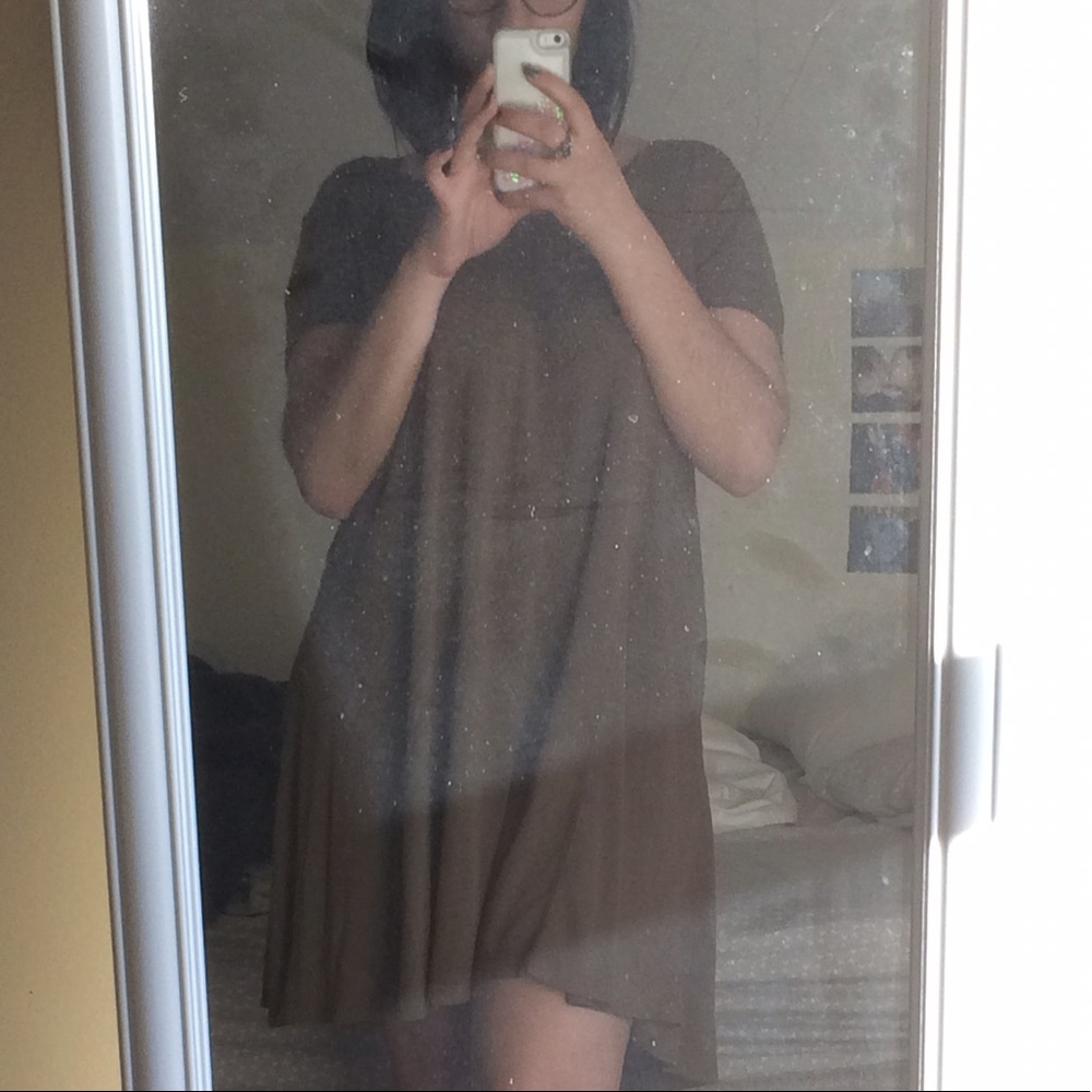 Zara olive green half sleeve shift dress