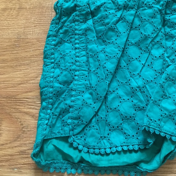 Teal Eyelet Lace Shorts - Picture 3 of 3