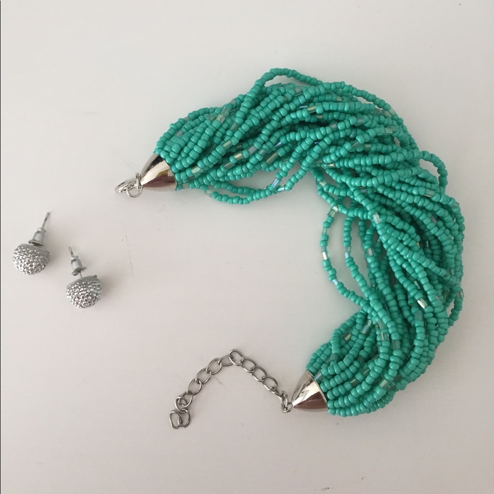 Turquoise Sequin Multi-Strand Bracelet