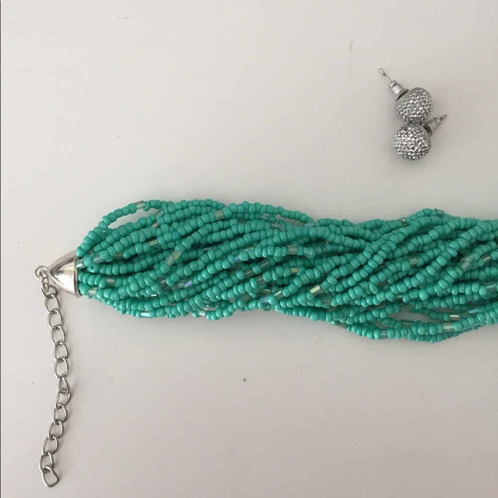 Turquoise Sequin Multi-Strand Bracelet - Picture 2 of 4