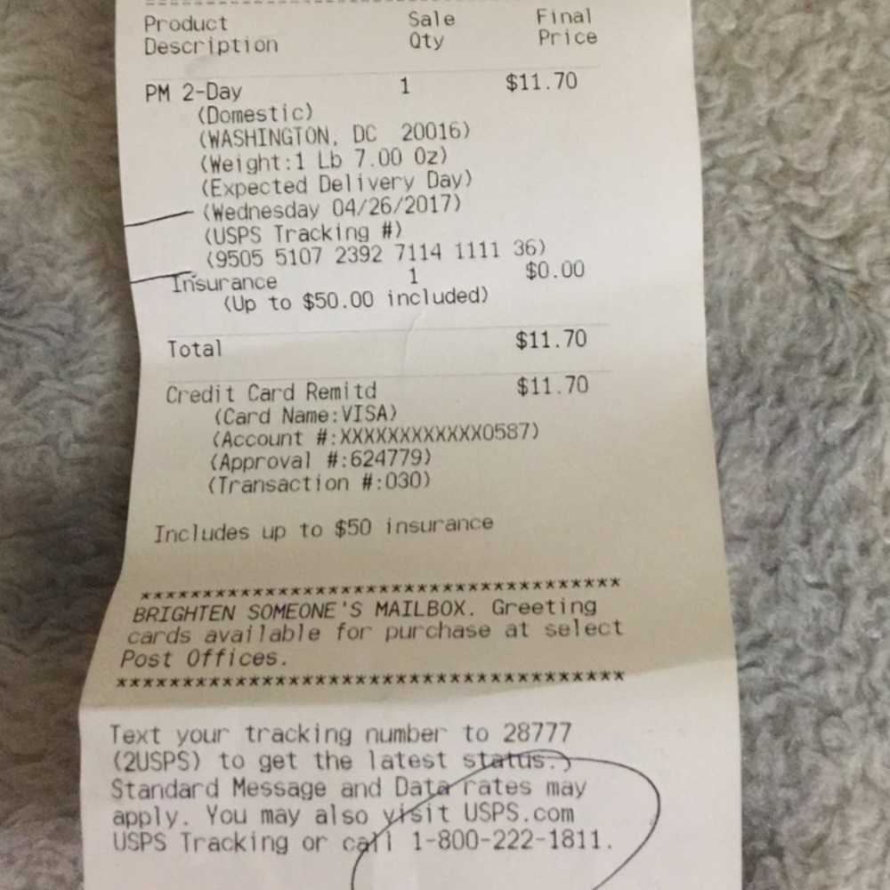 Tracking number for dress